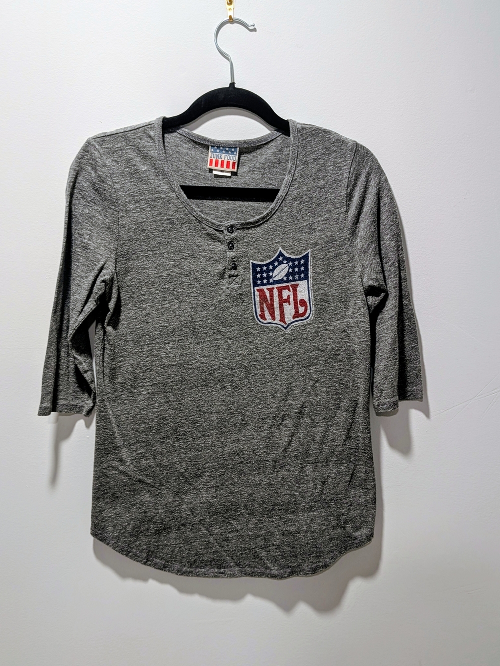 NFL Gray Henley Tee with Shield Logo